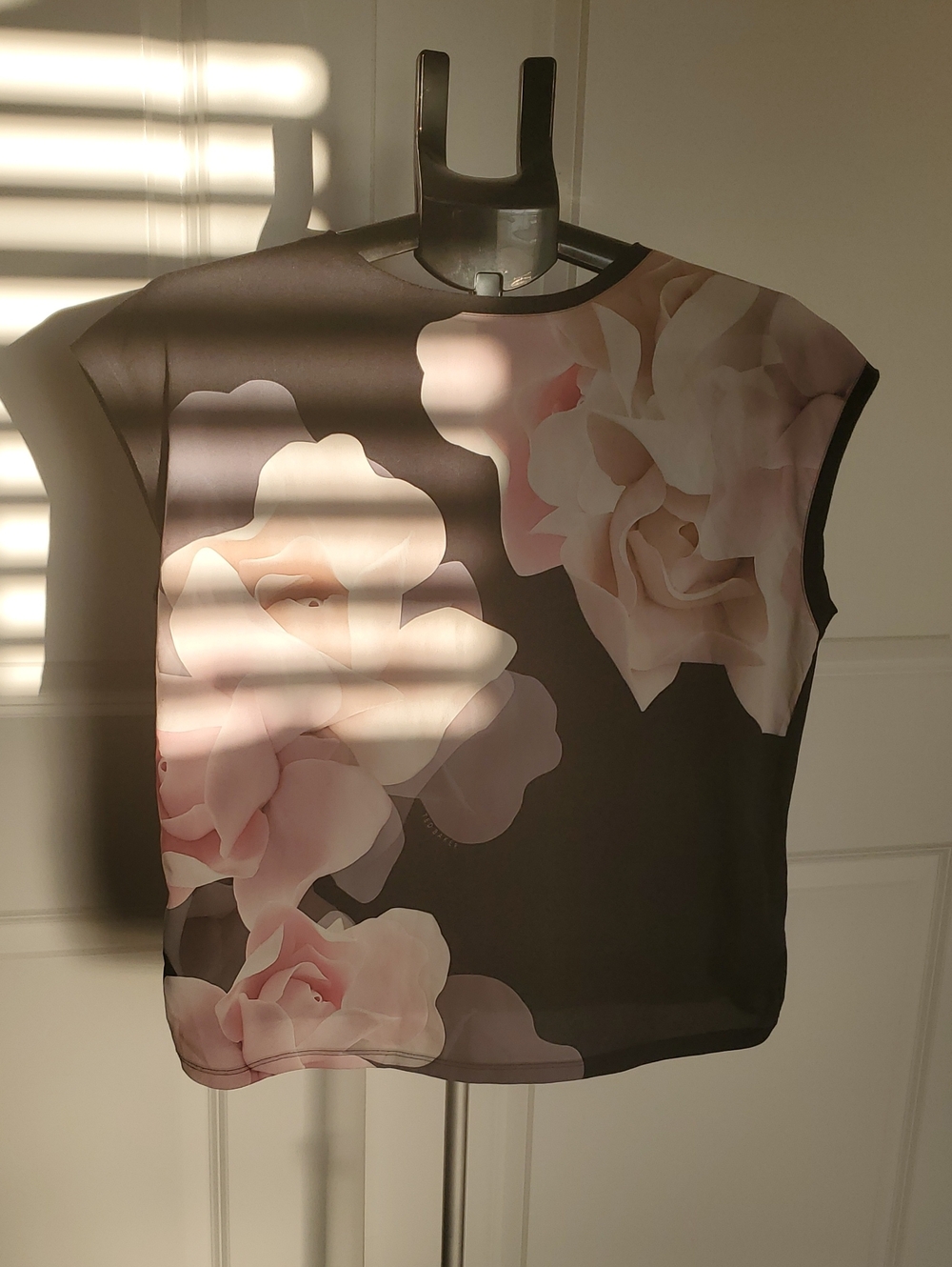 Ted Baker Black Top with Blush Floral Print